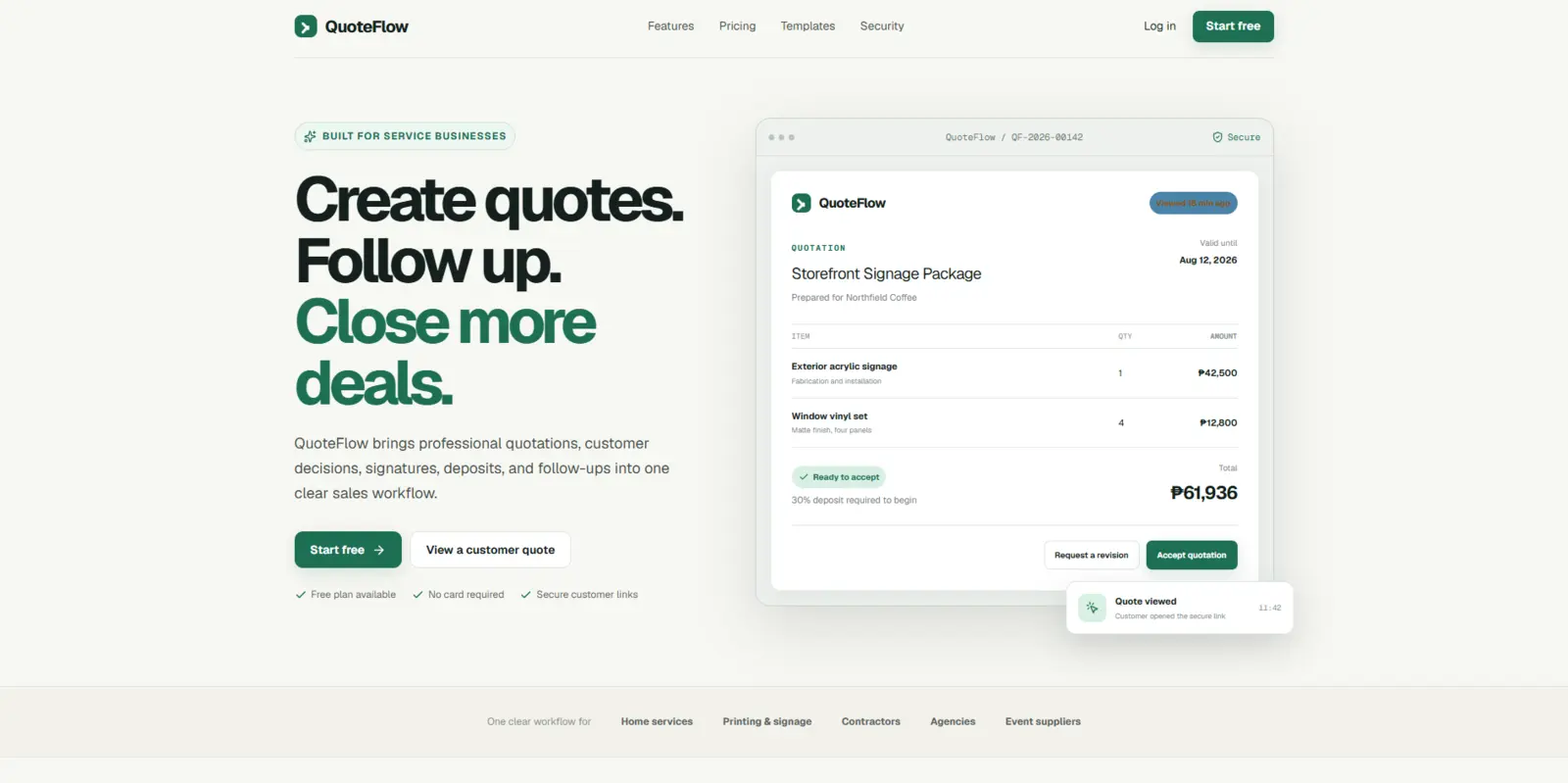 QuoteFlow quotation workflow interface